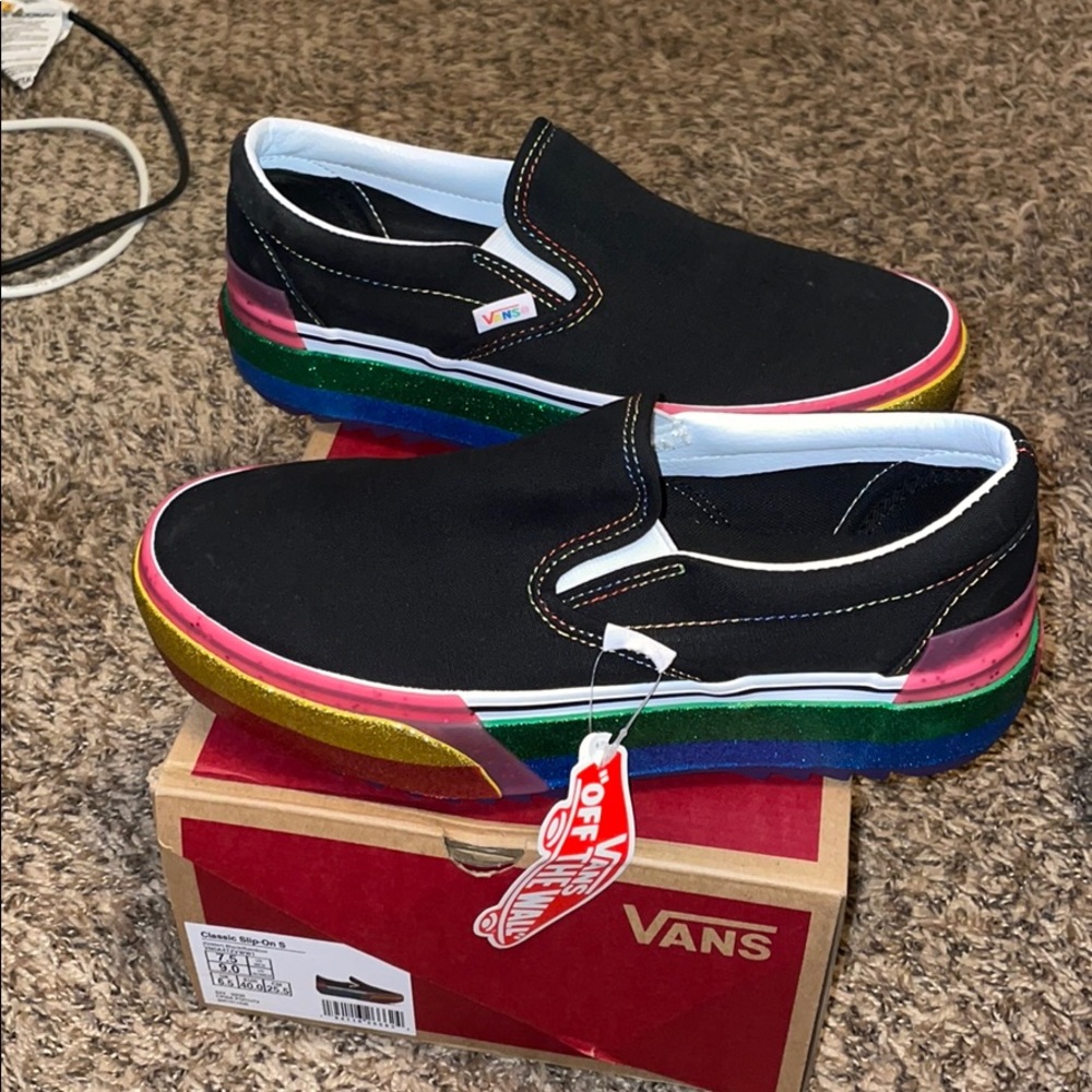 Glitter Stacked Rainbow Vans